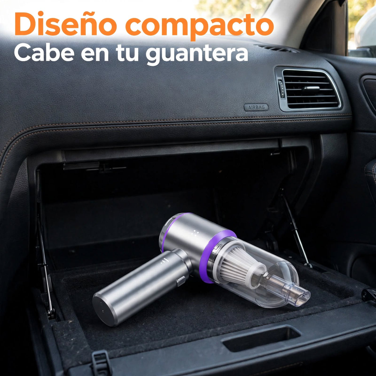 VacuGo Pro - Aspiradora de coche 15000Pa con luz LED | Edición Titanio