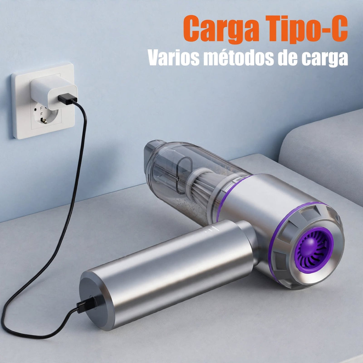 VacuGo Pro - Aspiradora de coche 15000Pa con luz LED | Edición Titanio